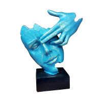 Statueta decorativa masca, Albastru, 22 cm, 637CB