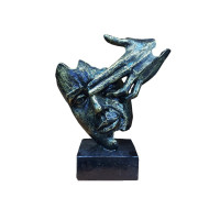 Statueta decorativa masca, Negru-Auriu, 22 cm, 637CB-1