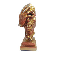 Statueta decorativa masca, Nu vad, Gold, 33 cm, HC3021X