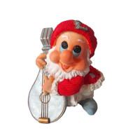 Statueta decorativa Pitic cu mandolina, Rosu, 21 cm, 356325DV