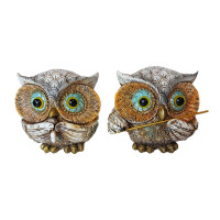 Statueta decorativa, Set 4 bufnite cu instrumente muzicale, Maro, 10 cm, GA2818