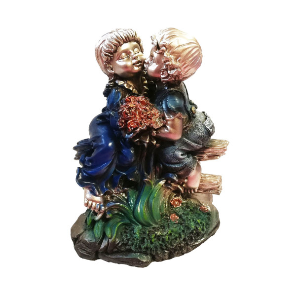 Statueta indragostiti asezati pe gard, 27 cm, 75150X