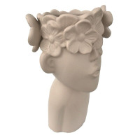 Vaza decorativa, Bust copil cu flori, 23 cm, Crem, 467H-3