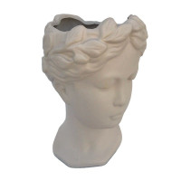 Vaza decorativa, Cap de barbat, 22 cm, Crem, 465H-1